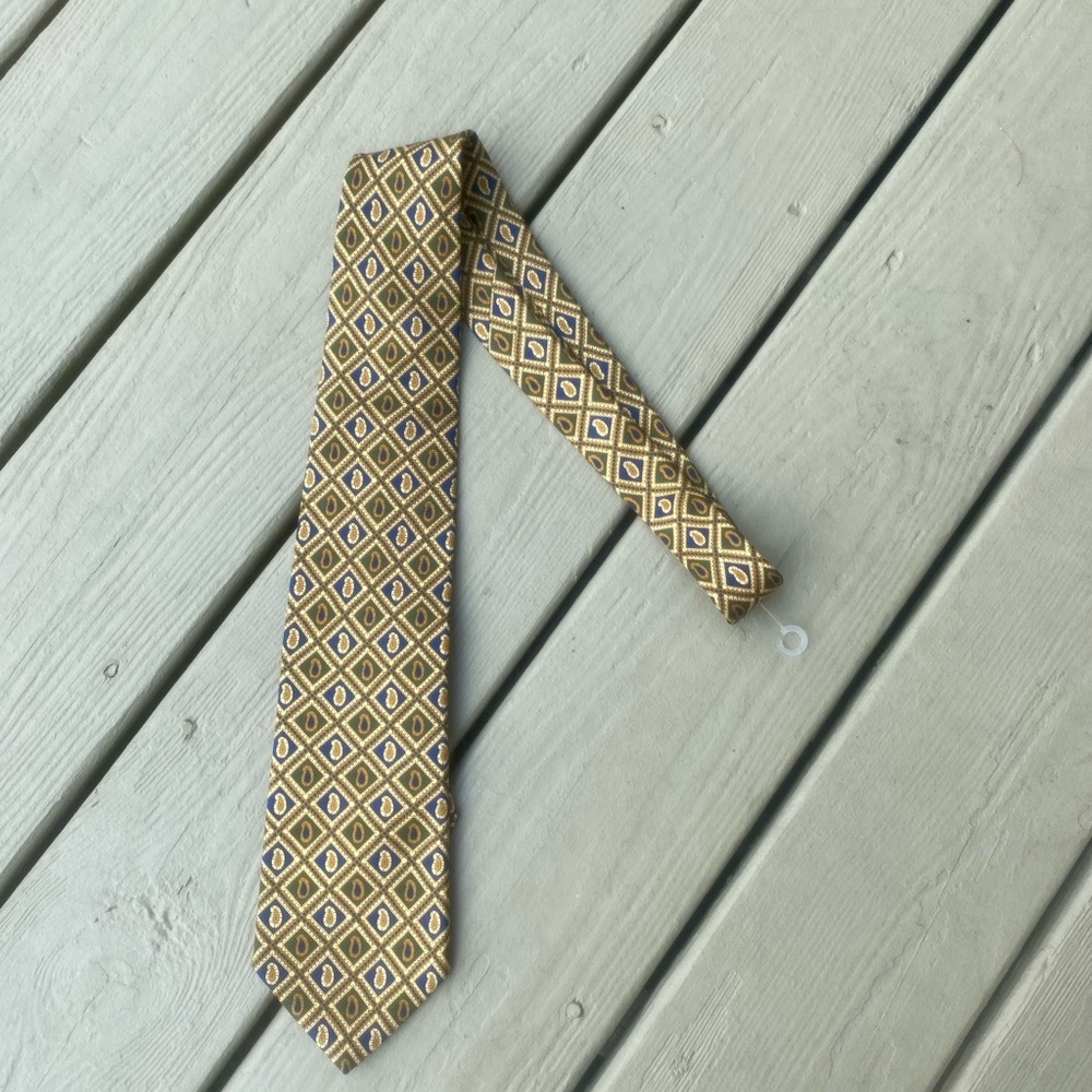 Brooks Brothers - Mens (gold/green/blue) silk tie, Size: 59”L x 4”W